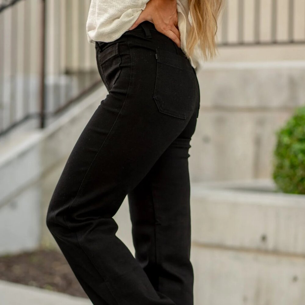 Judy Blue Jeans Size 7/28 Black Summer Nights High Rise Straight Fit Pants